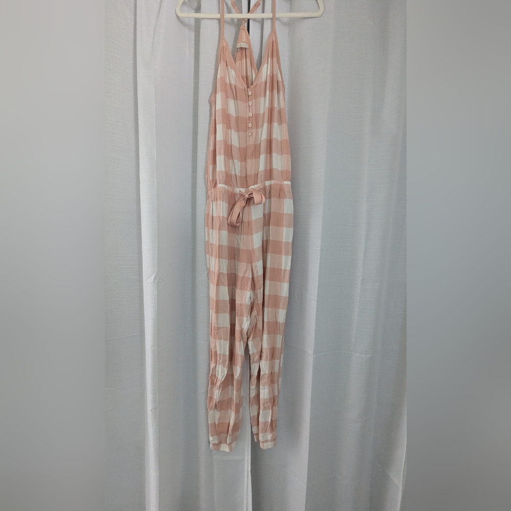 Abercrombie & Fitch Medium Pink Plaid Jumpsuit